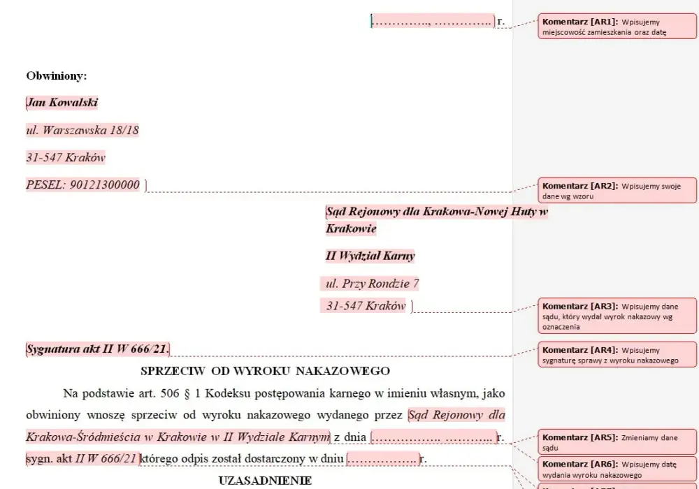 Sprzeciw od wyroku nakazowego: liczba odpisów, których potrzebujesz