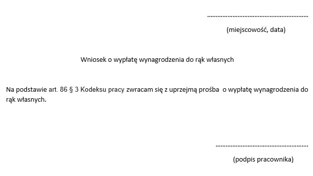 Jak złożyć wniosek o wypłatę wynagrodzenia do rąk własnych?