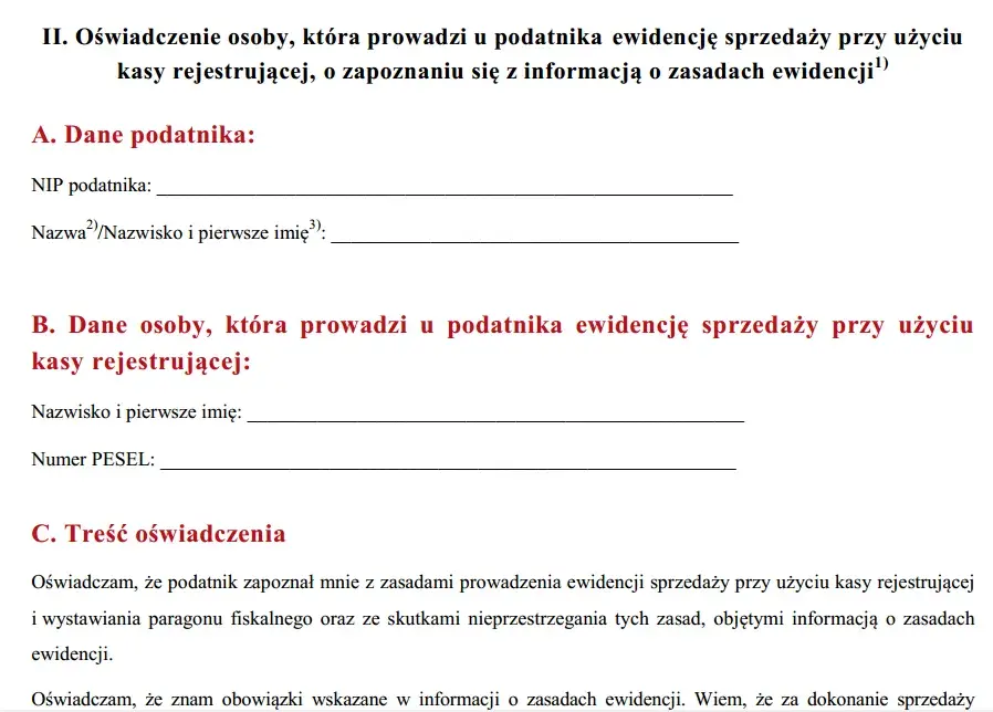 Jak prawidłowo wypełnić oświadczenie do kasy fiskalnej - poradnik