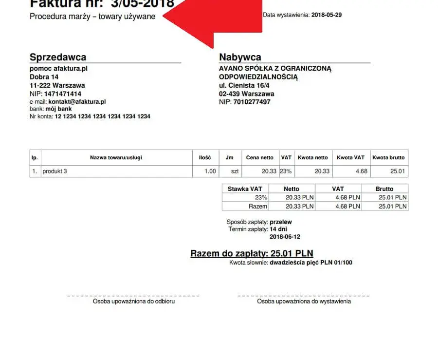 Jak prawidłowo wypełnić fakturę VAT marża w formacie PDF - kompletny wzór