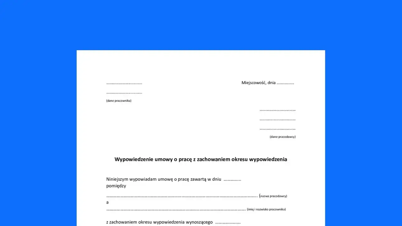 Wzór wypowiedzenia umowy o pracę nauczyciela do wypełnienia