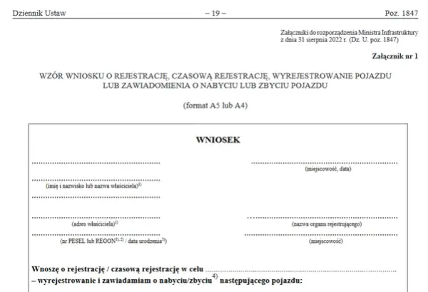 Prawidłowo wypełniony wniosek o rejestrację pojazdu: praktyczny wzór krok po kroku