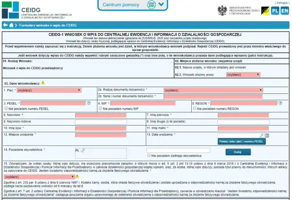 Jak wypełnić wniosek CEIDG-1? Prosty wzór krok po kroku