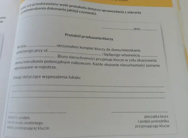 Protokół przekazania kluczy: Wzór, porady. Uniknij błędów!