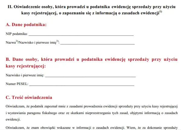 Jak prawidłowo wypełnić oświadczenie do kasy fiskalnej - poradnik